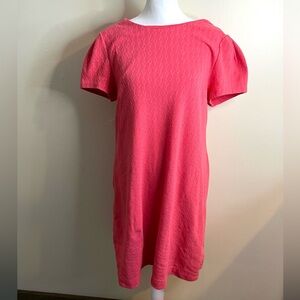 Anthropologie Maeve Coral Pink Women's Shift Diamond Textured Knee Length Dress